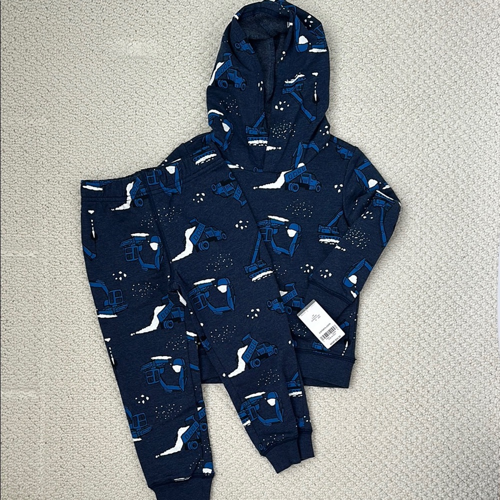 Children's Blue Construction Hoodie Set